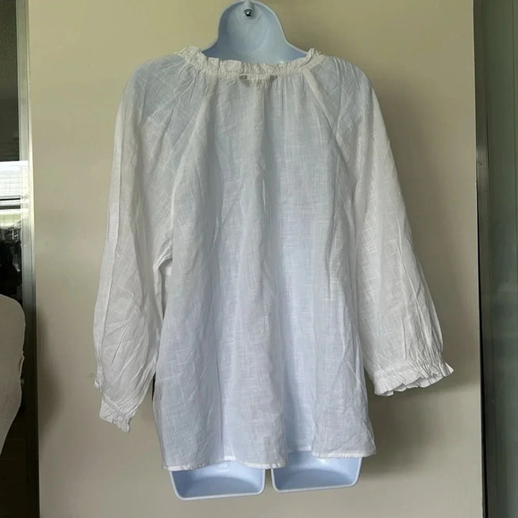 NWT Unique Spectrum white 100% cotton blouse embroidered balloon sleeves XL - Picture 4 of 11